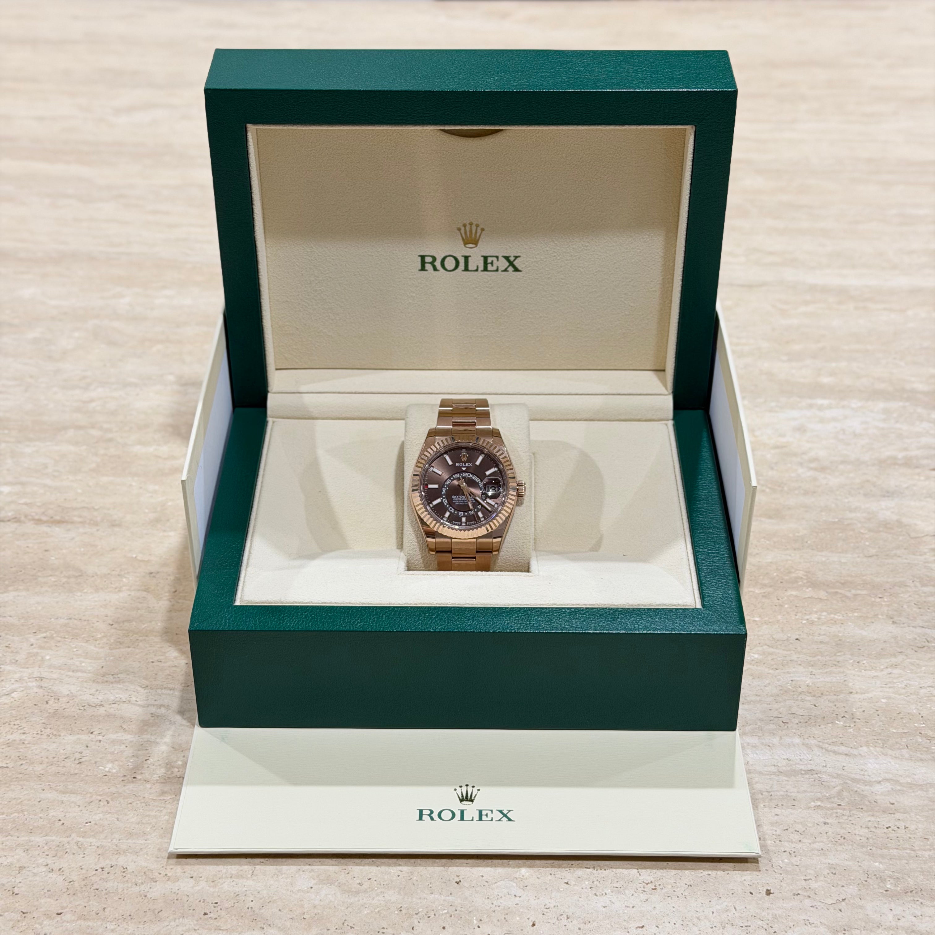 Rolex Sky-Dweller 336935 Everose Gold Chocolate Dial Full Set