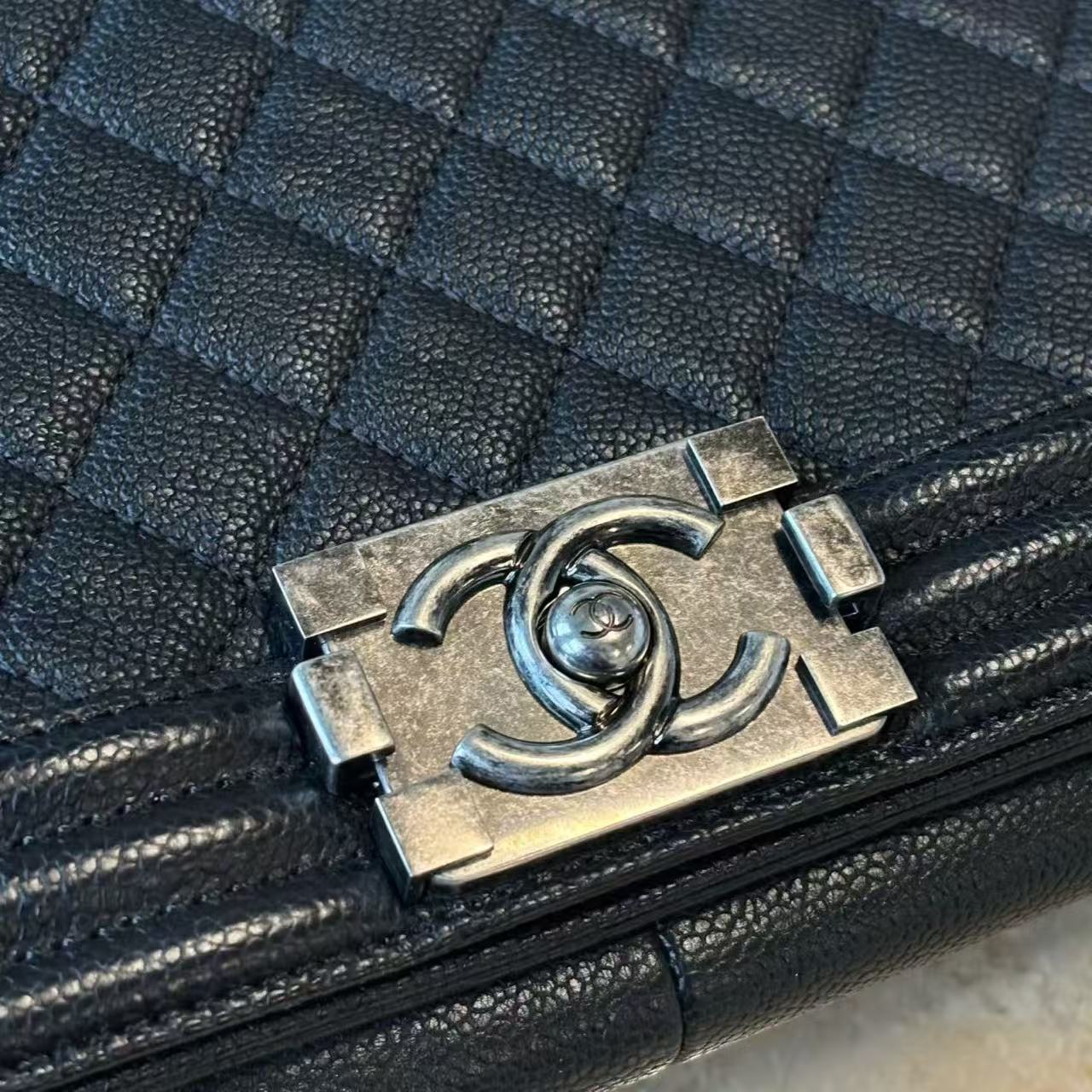 CHANEL Le Boy Large Crossbody Bag Black Caviar