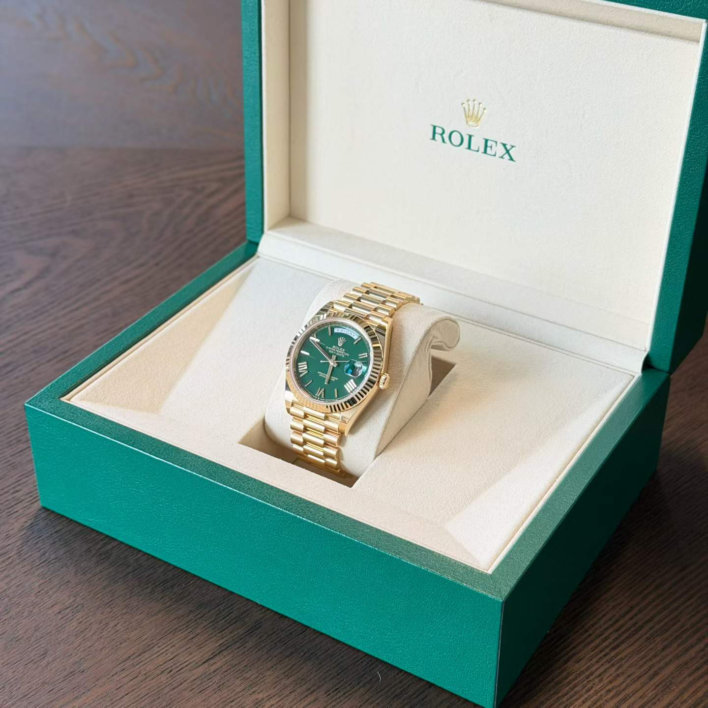 Rolex Day-Date 40 228238 Money Green Dial Full Set