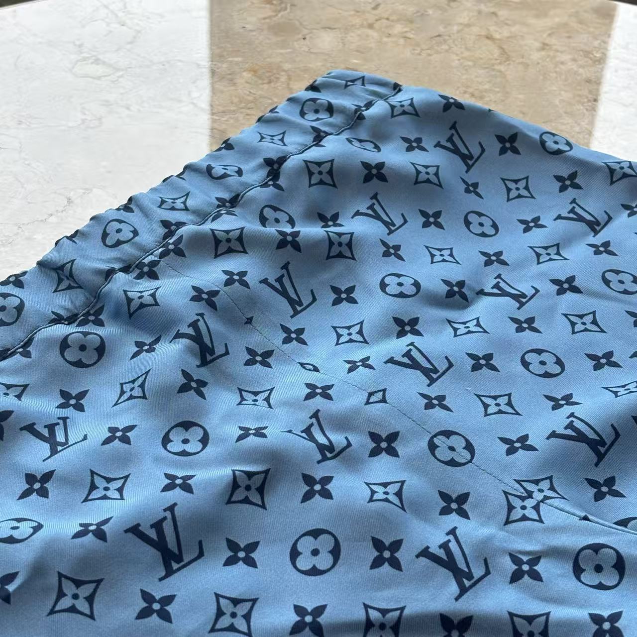 Louis Vuitton Monogram Silk Shorts Blue