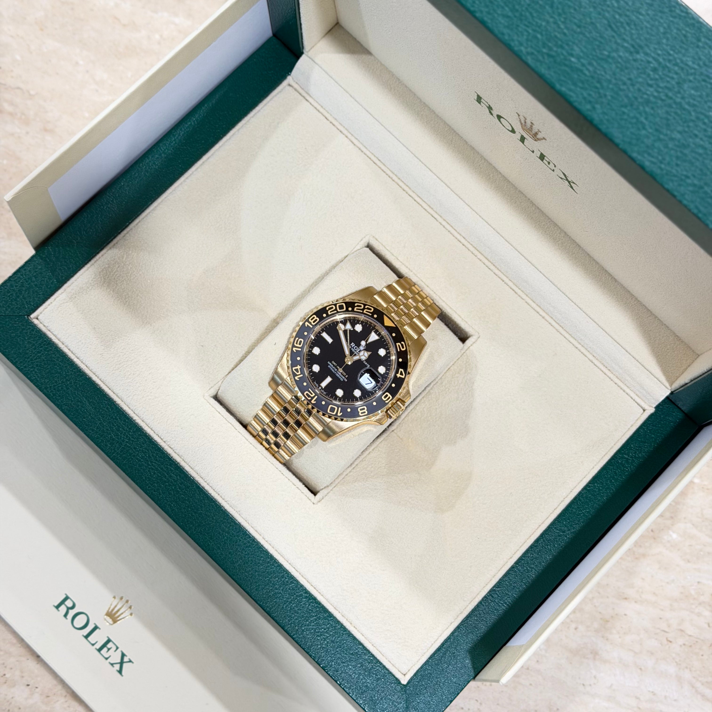 Rolex GMT-Master II 126718GRNR Yellow Gold Jubilee Full Set