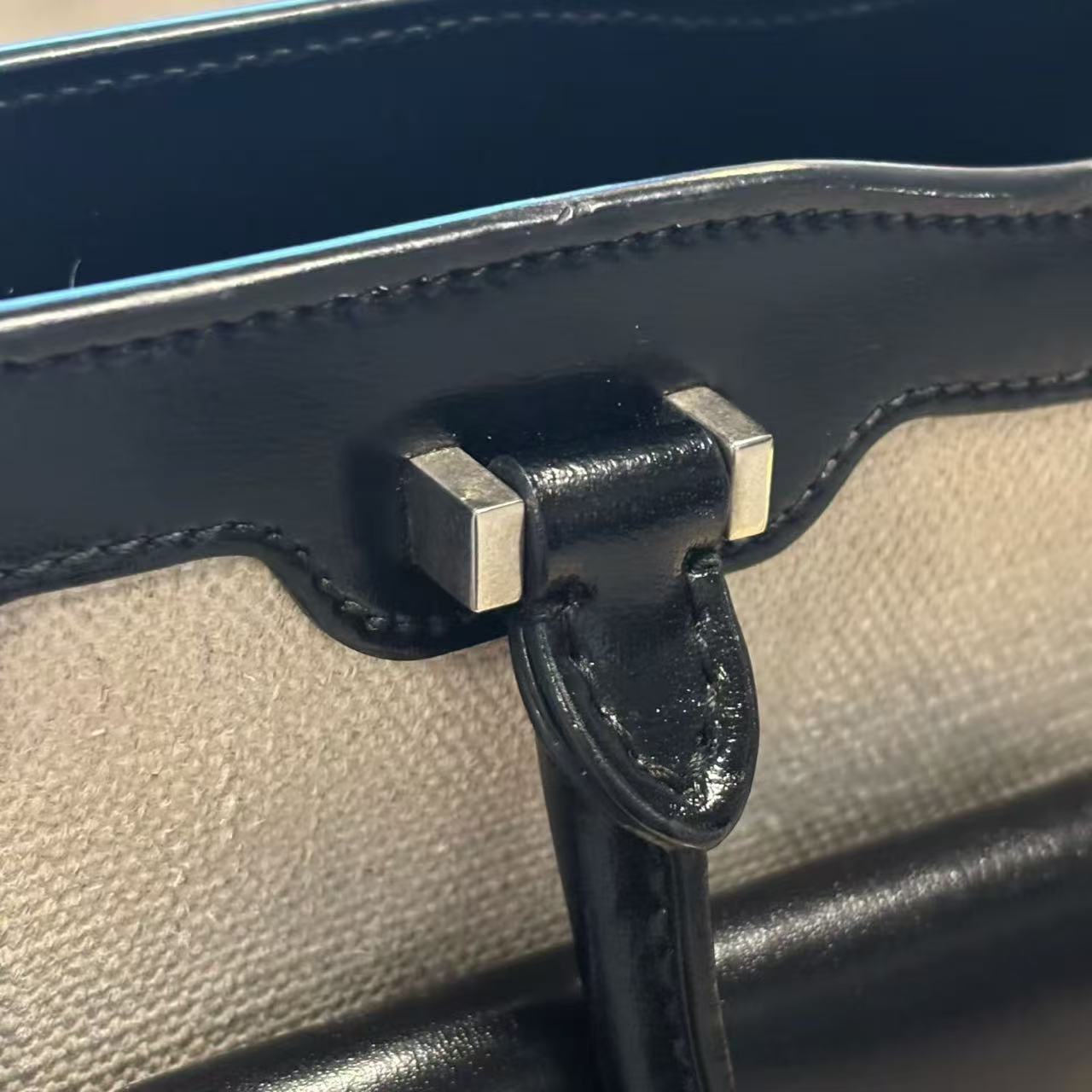 Saint Laurent Uptown Canvas & Leather Tote Bag