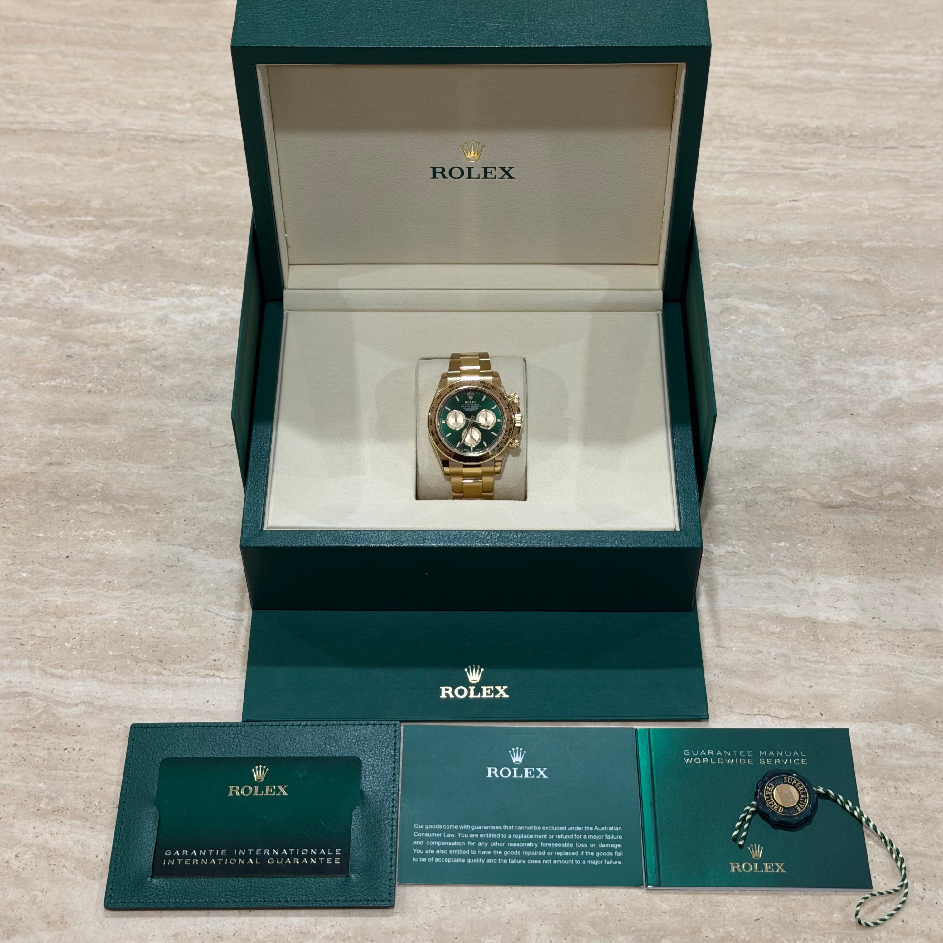 Rolex Cosmograph Daytona 126508 “John Mayer” Green Dial 18K Yellow Gold Full Set