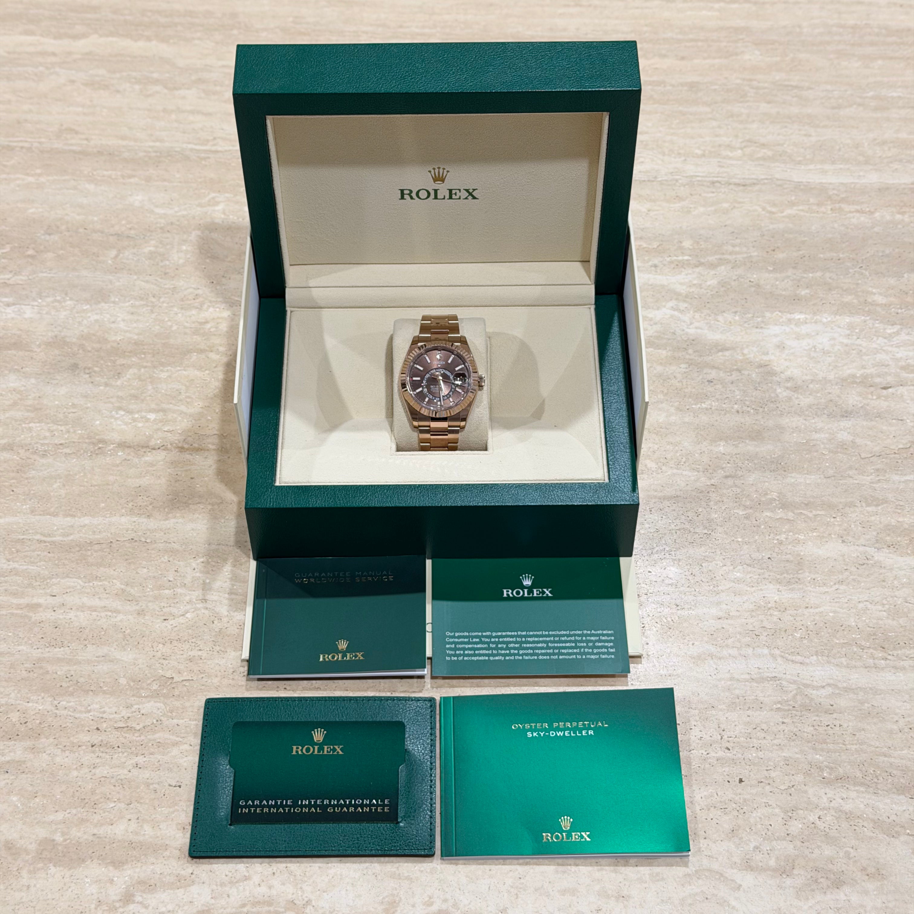 Rolex Sky-Dweller 336935 Everose Gold Chocolate Dial Full Set