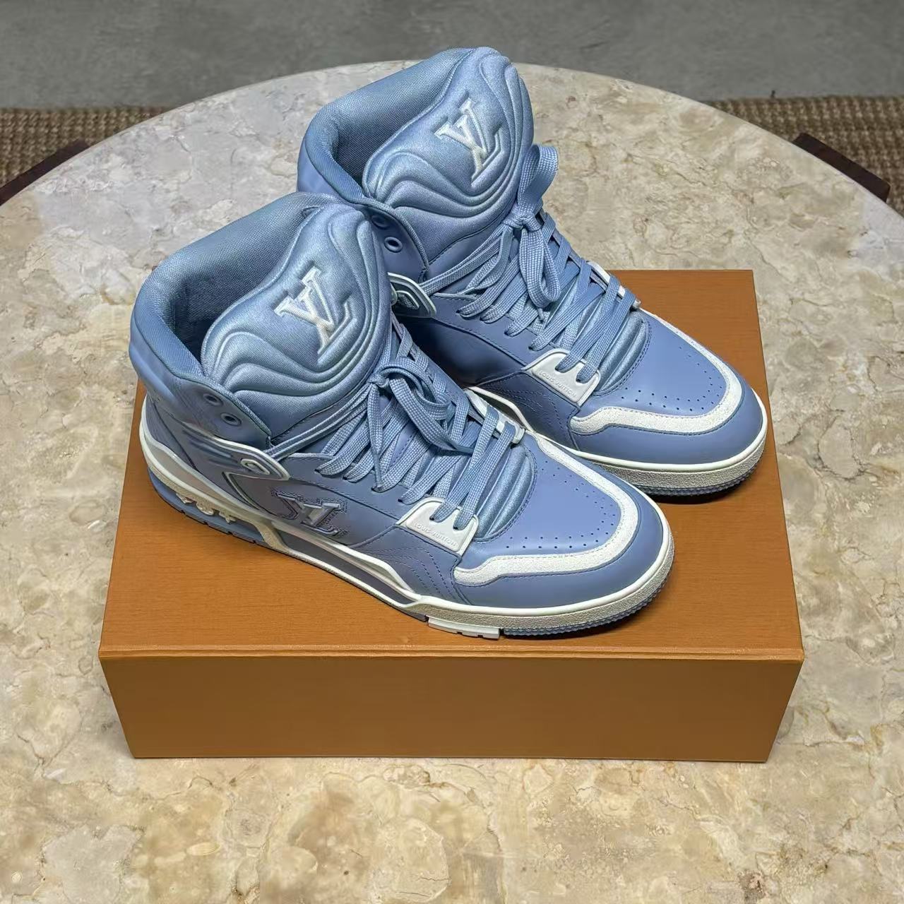 Louis Vuitton Monogram High-Top Sneakers Light Blue