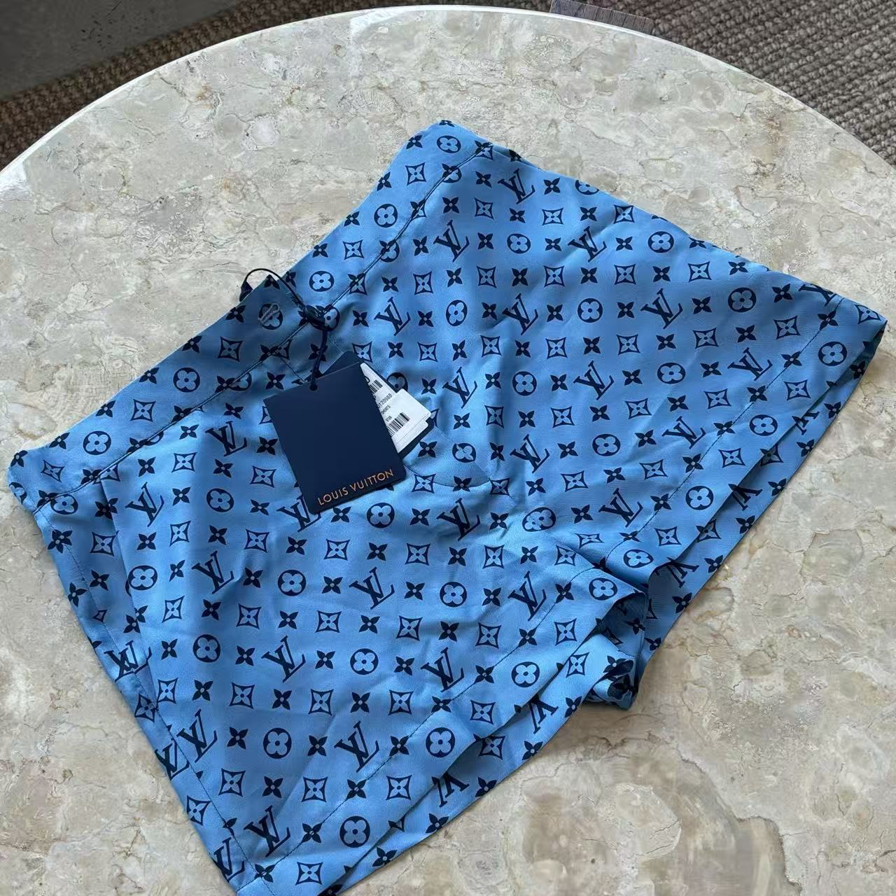 Louis Vuitton Monogram Silk Shorts Blue
