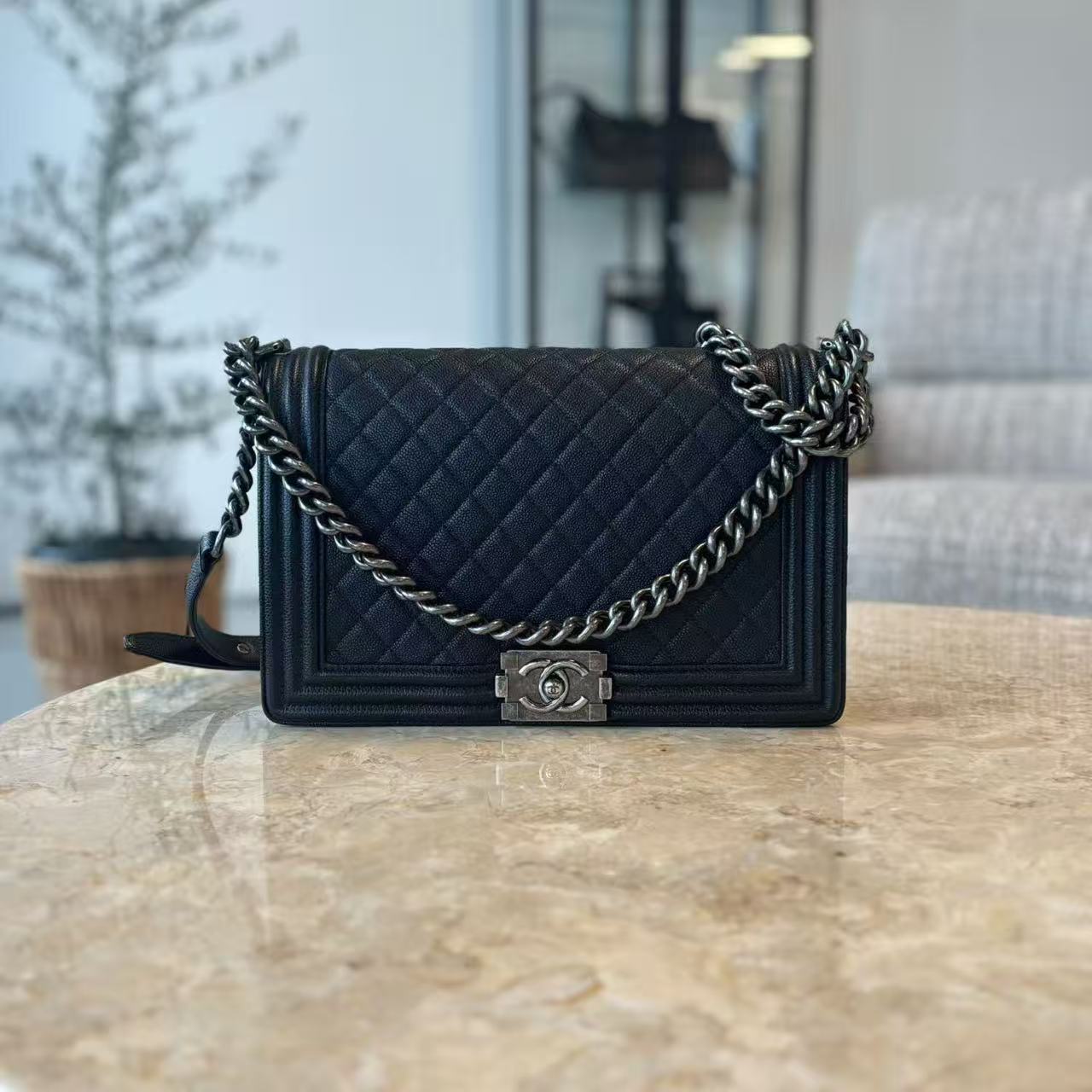 CHANEL Le Boy Large Crossbody Bag Black Caviar