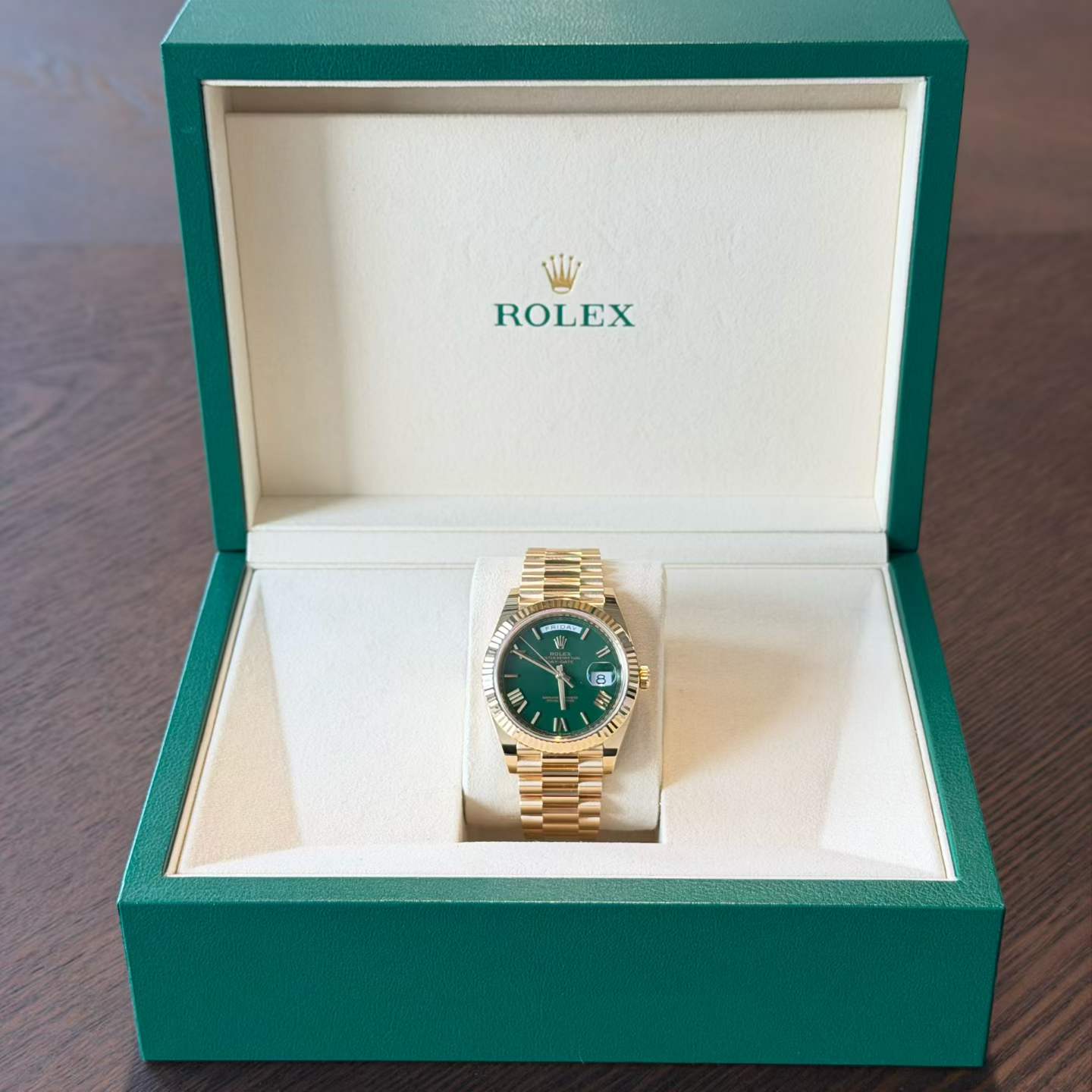 Rolex Day-Date 40 228238 Money Green Dial Full Set