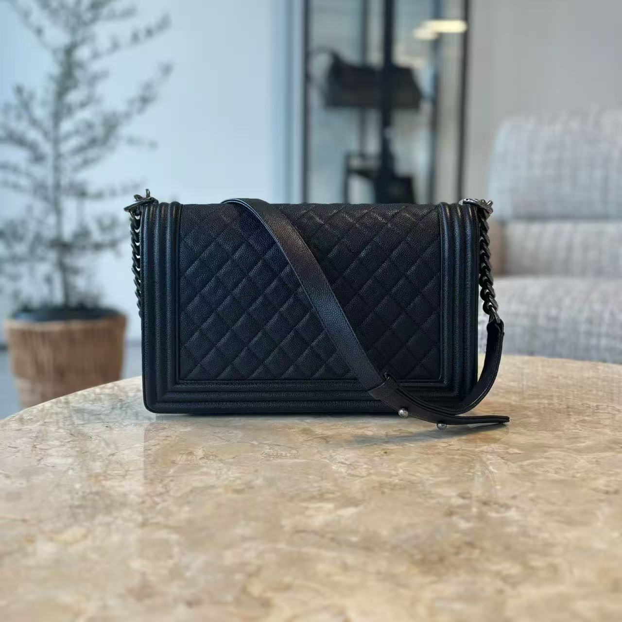 CHANEL Le Boy Large Crossbody Bag Black Caviar