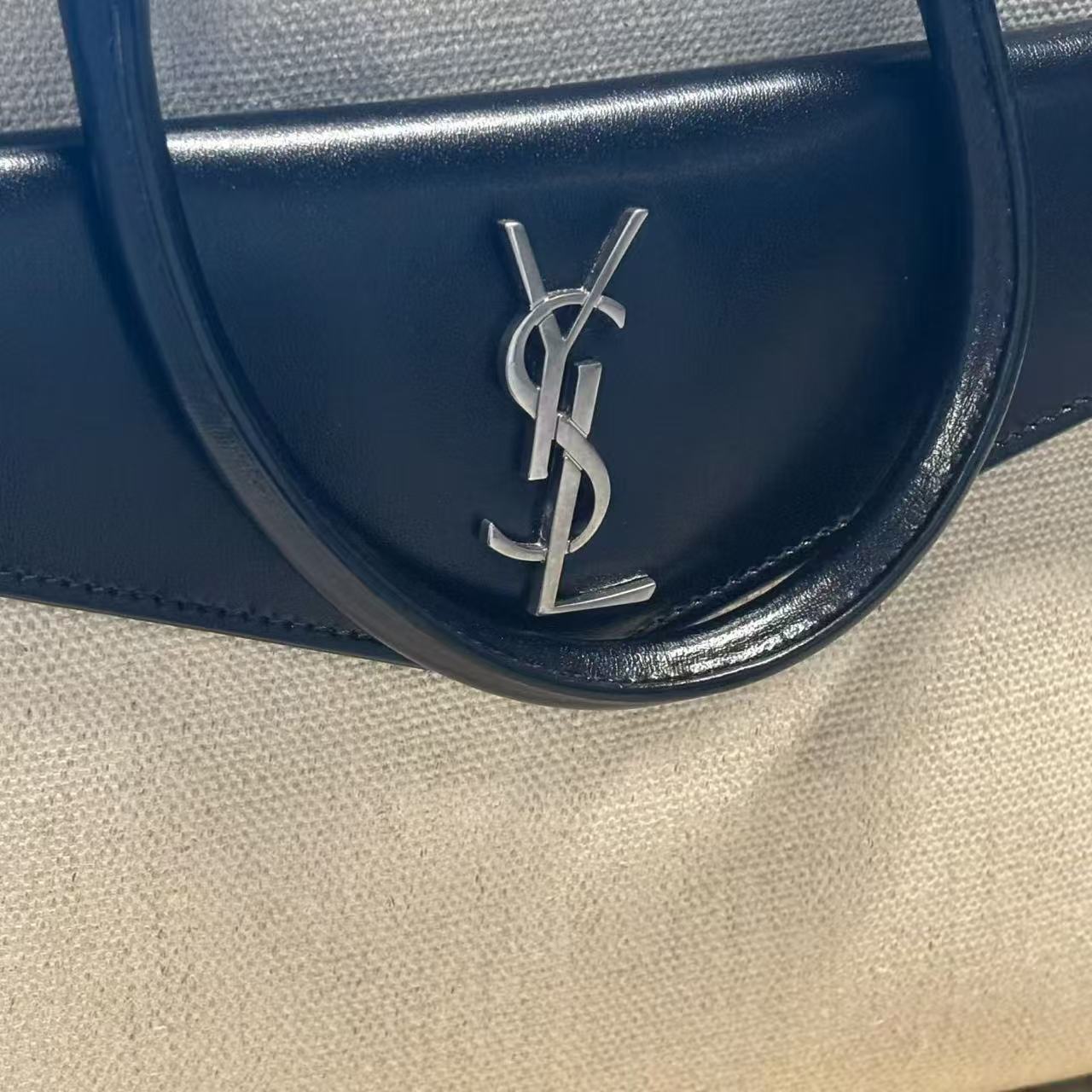 Saint Laurent Uptown Canvas & Leather Tote Bag