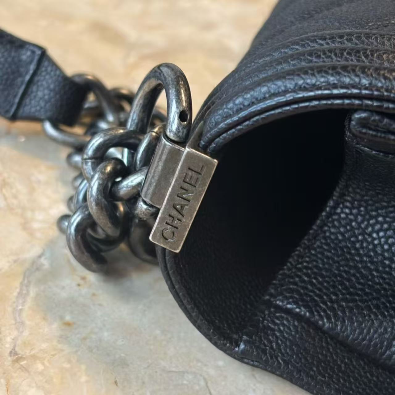 CHANEL Le Boy Large Crossbody Bag Black Caviar