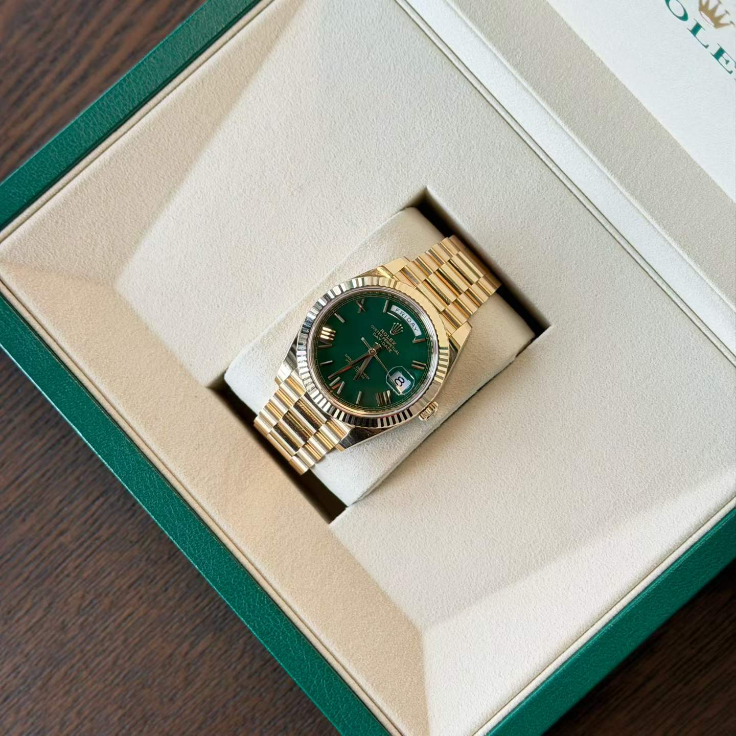 Rolex Day-Date 40 228238 Money Green Dial Full Set