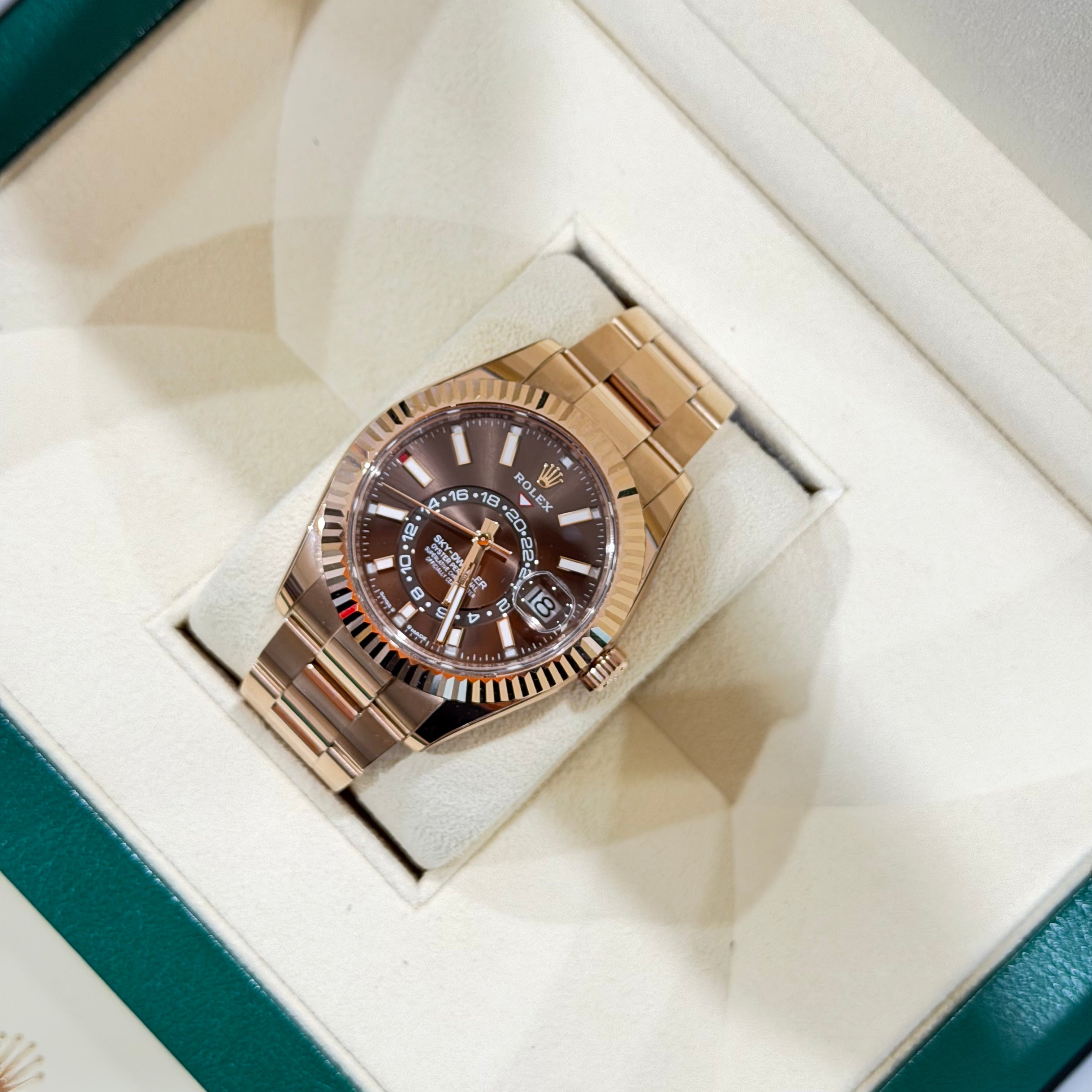 Rolex Sky-Dweller 336935 Everose Gold Chocolate Dial Full Set